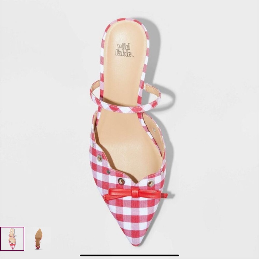 Wild Fable Red Gingham Heels with Bow - Picture 2 of 4